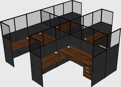 Shared l-shaped cubicle