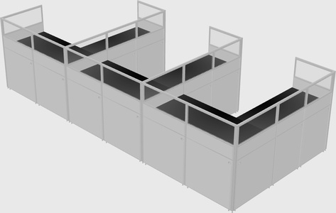 Shared l-shaped cubicle