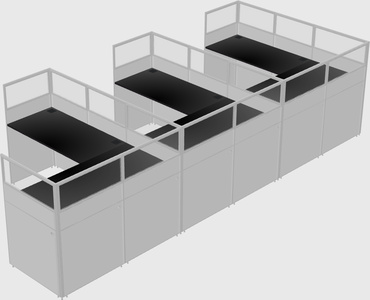 Shared l-shaped cubicle