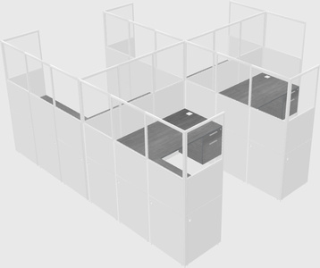Shared l-shaped cubicle