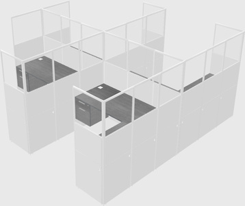 Shared l-shaped cubicle