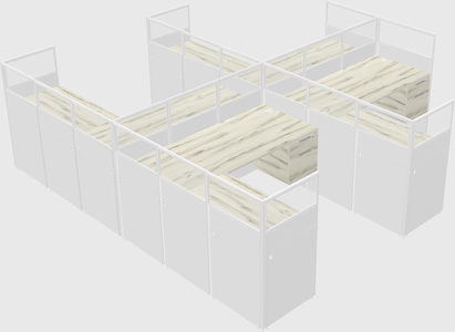 Shared l-shaped cubicle