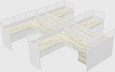 Shared l-shaped cubicle