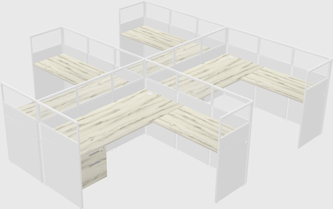 Shared l-shaped cubicle