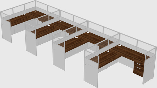 Shared l-shaped cubicle