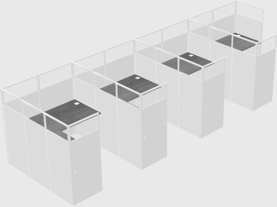 Shared l-shaped cubicle