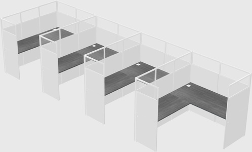 Shared l-shaped cubicle