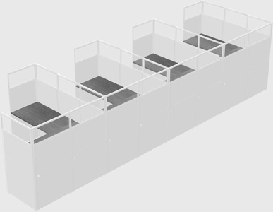 Shared l-shaped cubicle