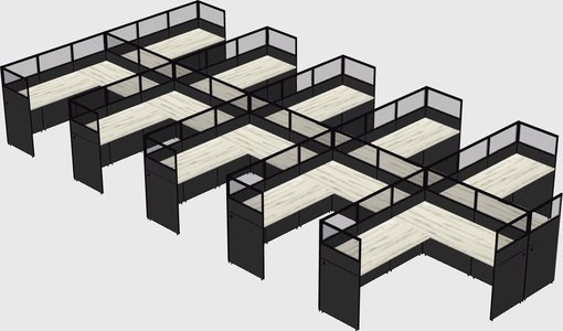 Shared l-shaped cubicle