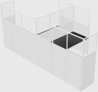 Shared l-shaped cubicle
