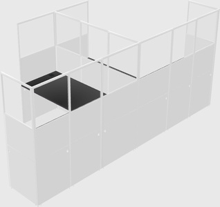 Shared l-shaped cubicle