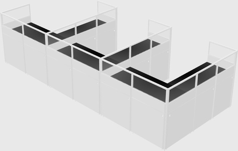Shared l-shaped cubicle