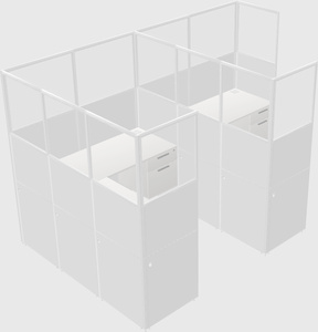 Shared l-shaped cubicle