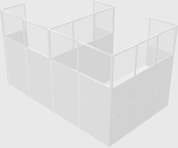Shared l-shaped cubicle