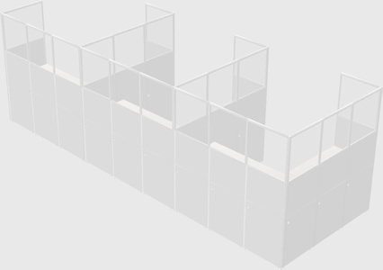 Shared l-shaped cubicle