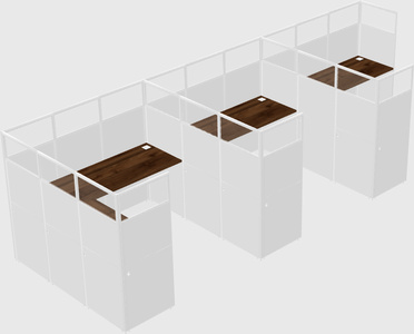 Shared l-shaped cubicle