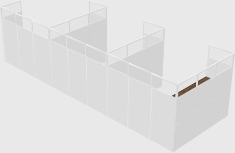 Shared l-shaped cubicle