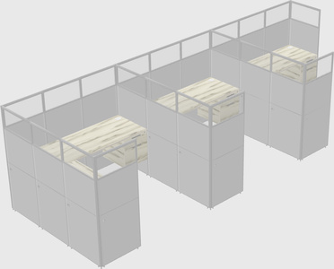Shared l-shaped cubicle