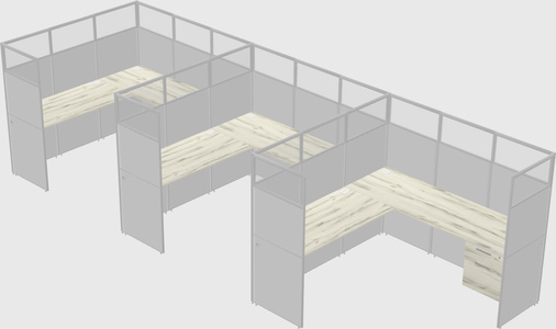 Shared l-shaped cubicle