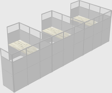 Shared l-shaped cubicle