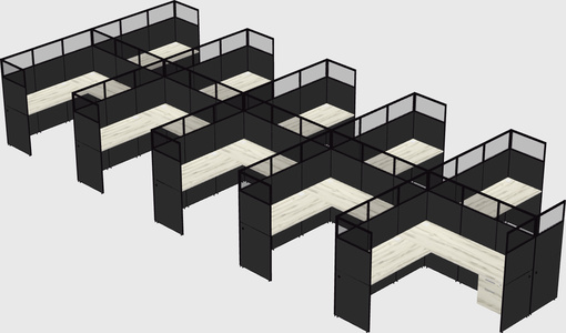 Shared l-shaped cubicle