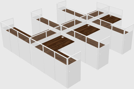 Shared l-shaped cubicle