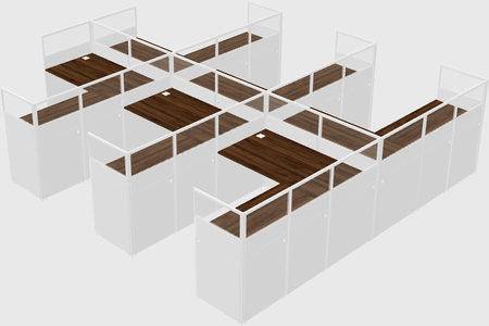Shared l-shaped cubicle