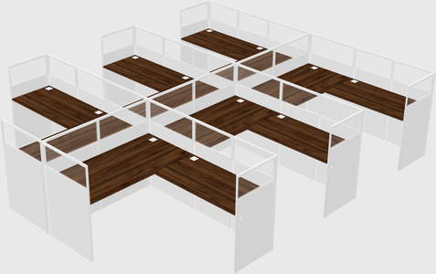Shared l-shaped cubicle