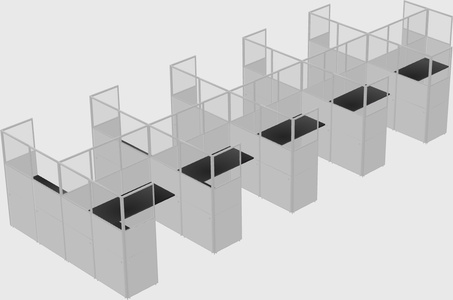 Shared l-shaped cubicle