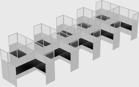 Shared l-shaped cubicle