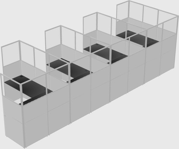 Shared l-shaped cubicle