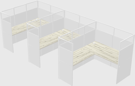 Shared l-shaped cubicle