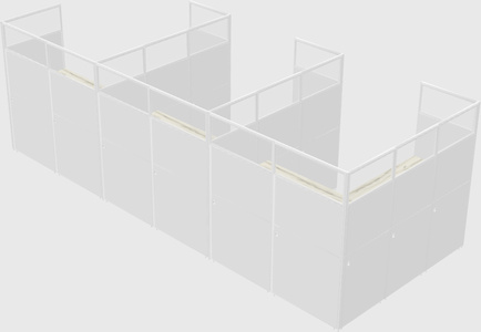Shared l-shaped cubicle
