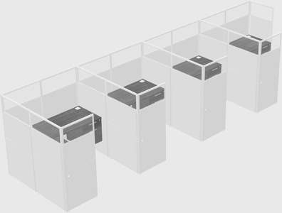 Shared l-shaped cubicle