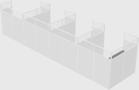 Shared l-shaped cubicle