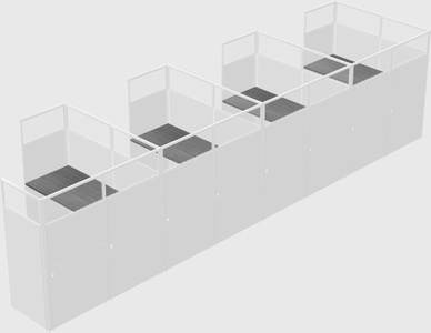 Shared l-shaped cubicle