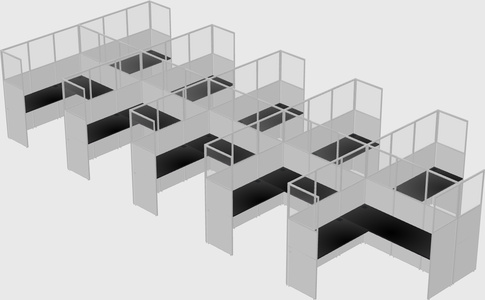 Shared l-shaped cubicle