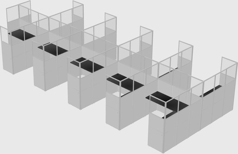 Shared l-shaped cubicle