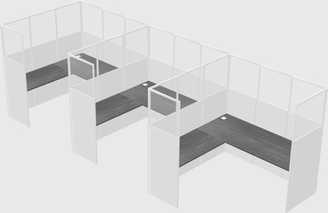 Shared l-shaped cubicle