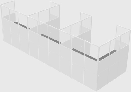 Shared l-shaped cubicle