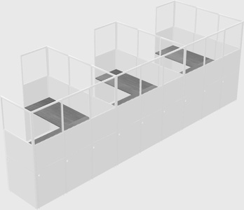 Shared l-shaped cubicle
