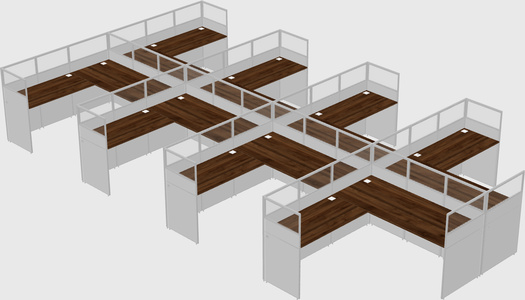 Shared l-shaped cubicle