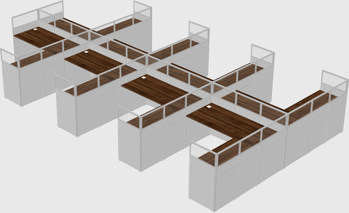 Shared l-shaped cubicle