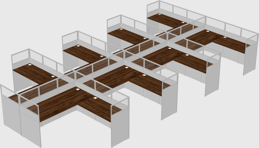 Shared l-shaped cubicle