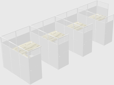 Shared l-shaped cubicle