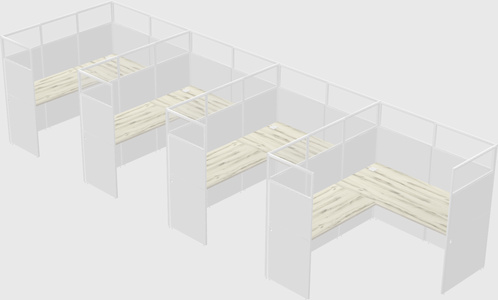 Shared l-shaped cubicle