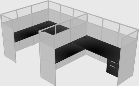 Shared l-shaped cubicle