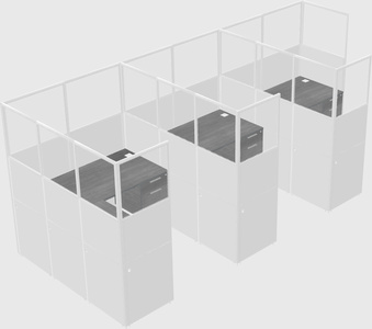 Shared l-shaped cubicle