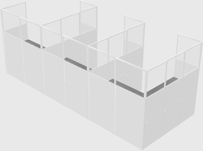 Shared l-shaped cubicle