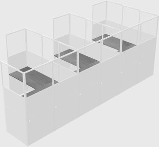 Shared l-shaped cubicle